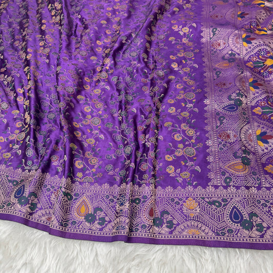 Royal Purple Banarasi Meenakari Mashru Silk Saree - BN60