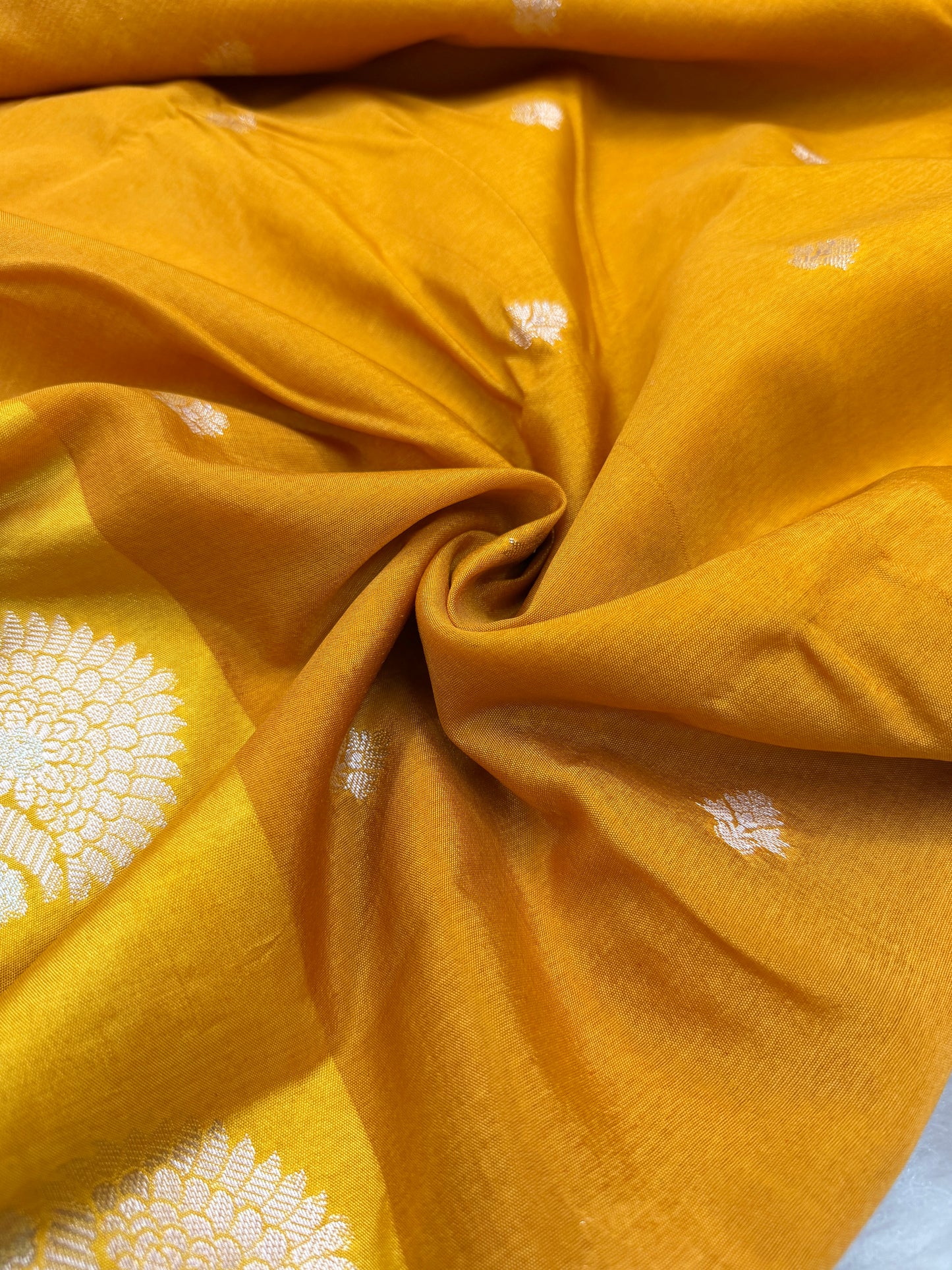Mustard Yellow Banarasi Mango Silk Saree