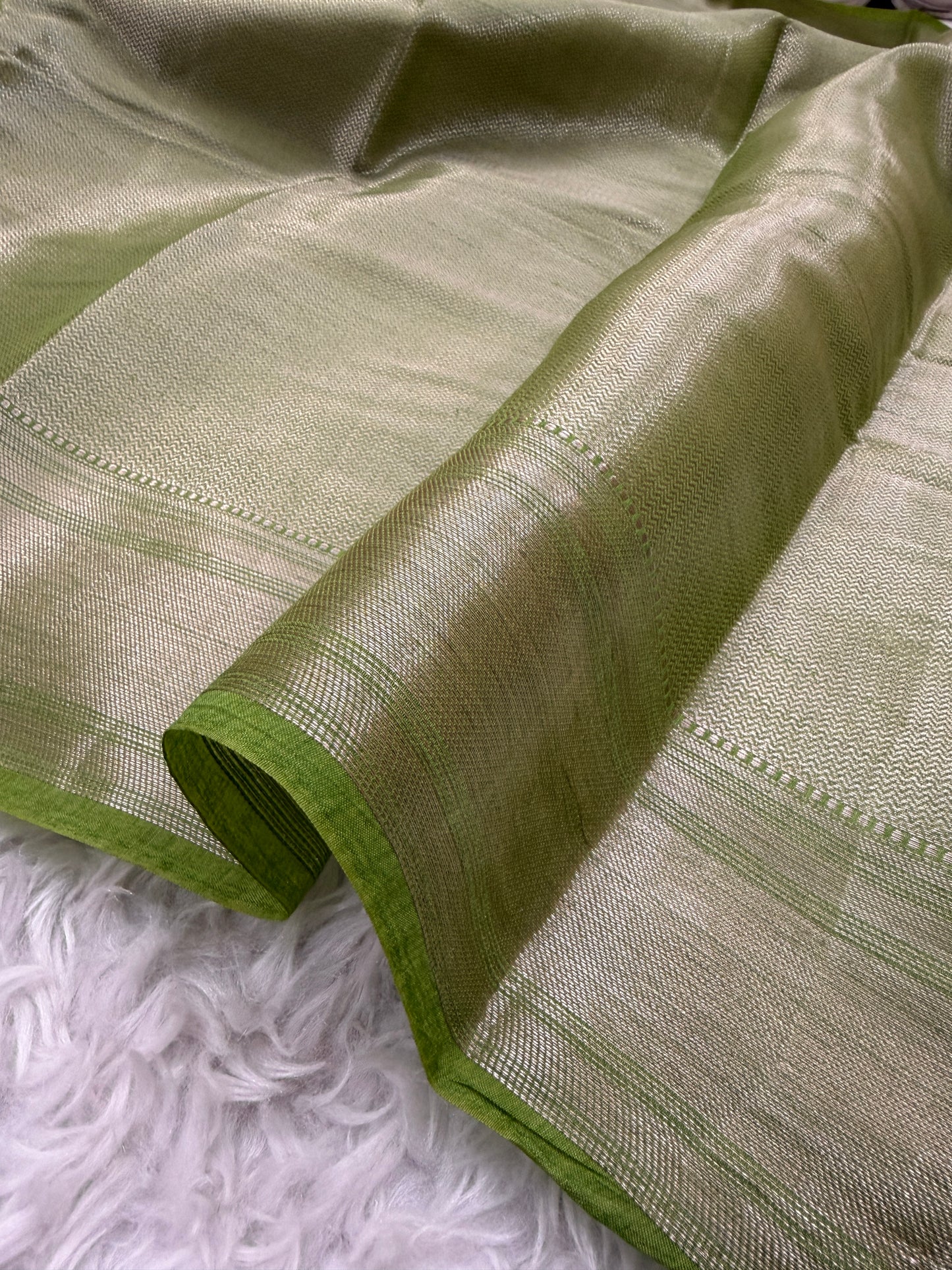 Leaf Green Banarasi Mango Silk Saree