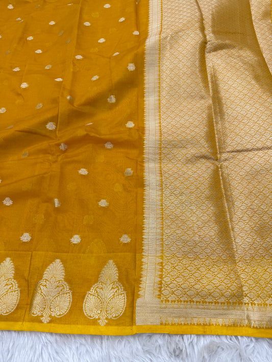 Mustard Yellow Banarasi Georgette Saree