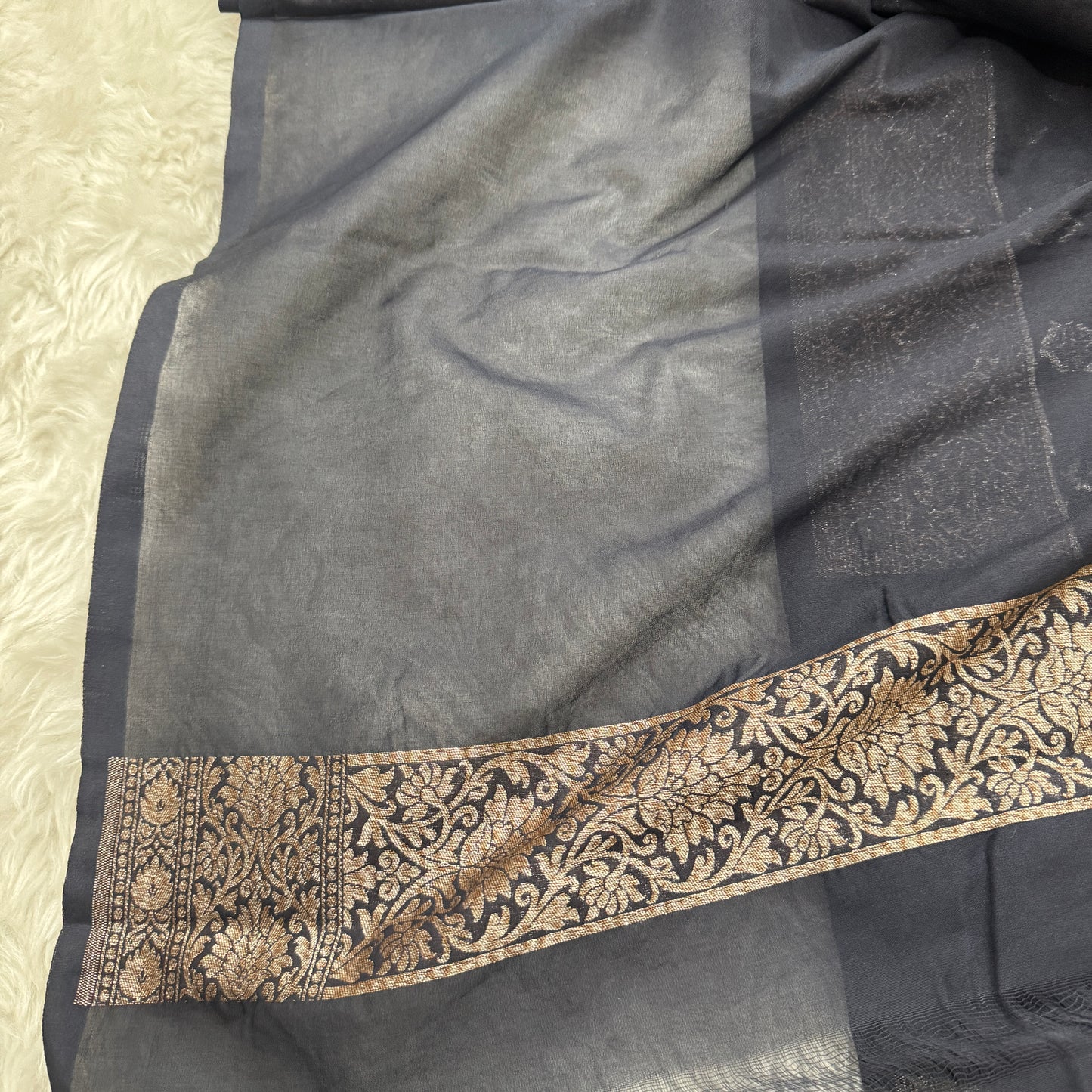 Black Banarasi Khaddi Georgette Saree - BN43