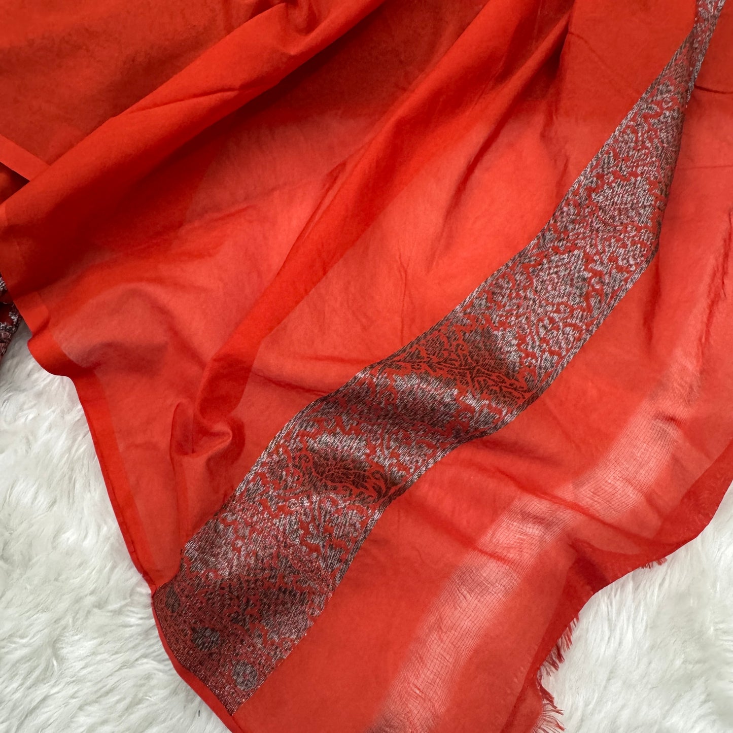 Orange Banarasi Khaddi Georgette Saree - BN39