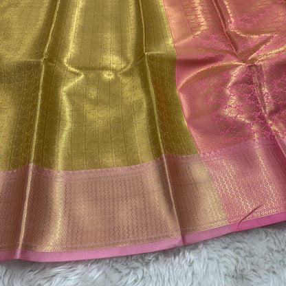 Golden Pink Kanjivaram Tissue Silk Saree