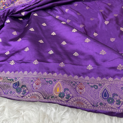 Royal Purple Banarasi Meenakari Mashru Silk Saree - BN60