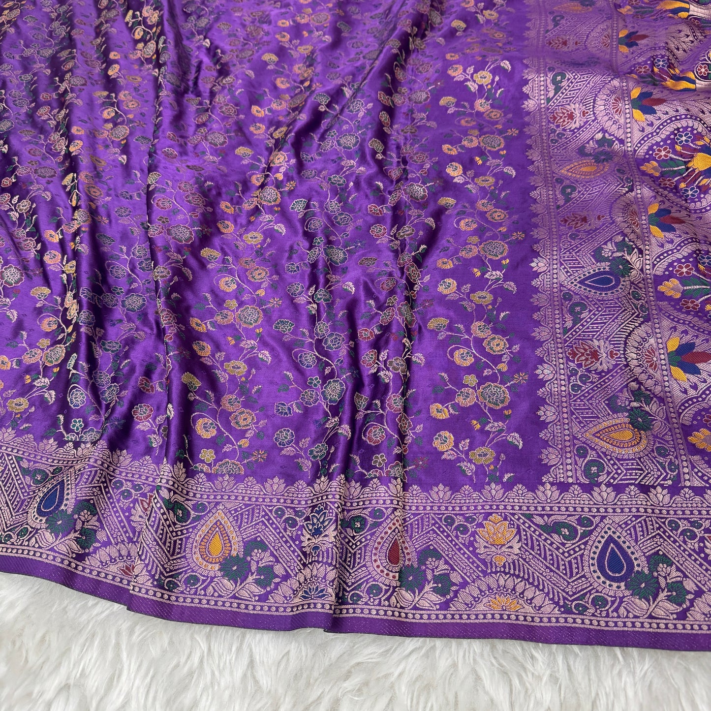 Royal Purple Banarasi Meenakari Mashru Silk Saree - BN60