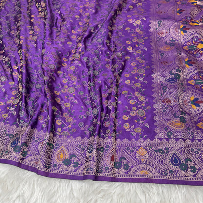 Royal Purple Banarasi Meenakari Mashru Silk Saree - BN60