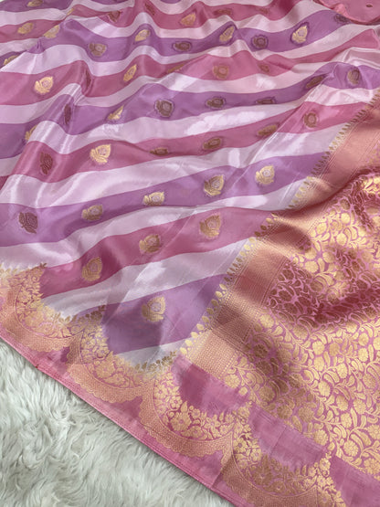 Lavender Rangkaat Banarasi Organza Crepe Silk Saree