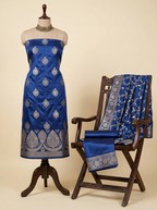 Navy Blue Premium Banarasi Mashru Silk Suit Set