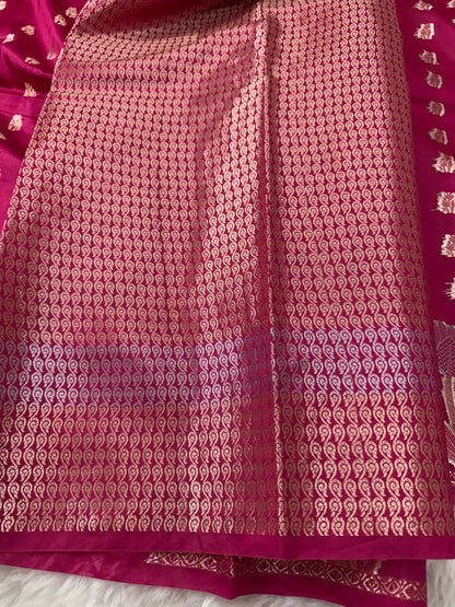 Rani Pink Premium Banarasi Mango Silk Saree