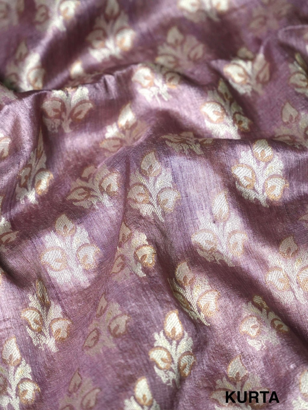 Dusty Mauve and Off White Banarasi Pure Tussar Silk Suit Set