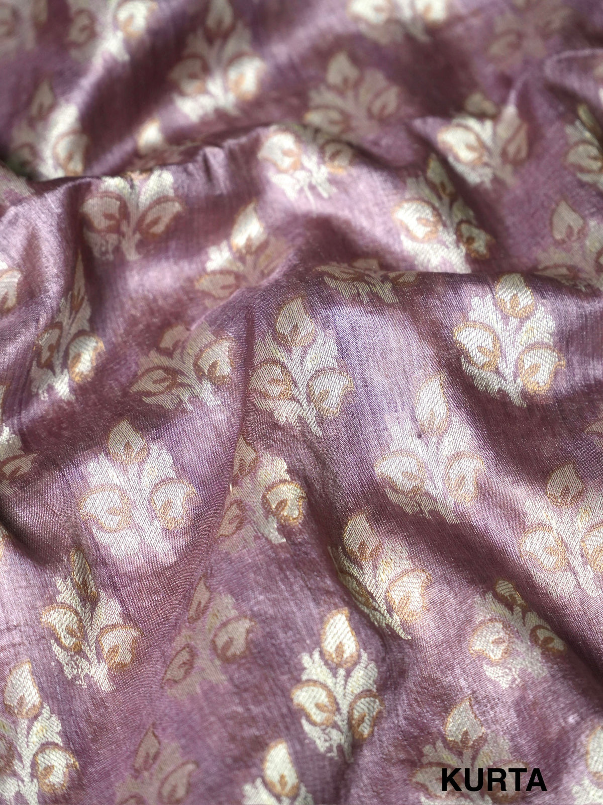 Dusty Mauve and Off White Banarasi Pure Tussar Silk Suit Set