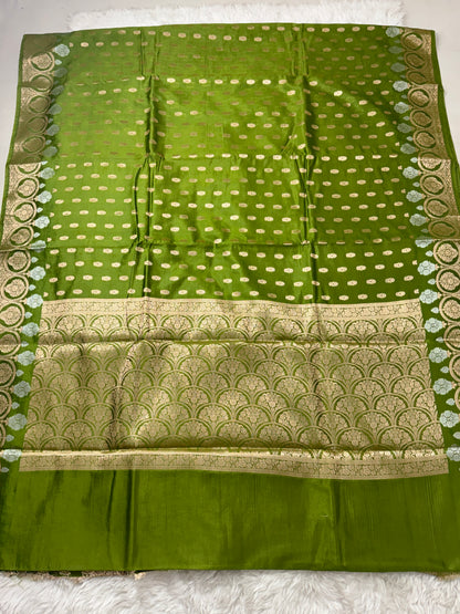 Mehendi Green Premium Banarasi Mango Silk Saree