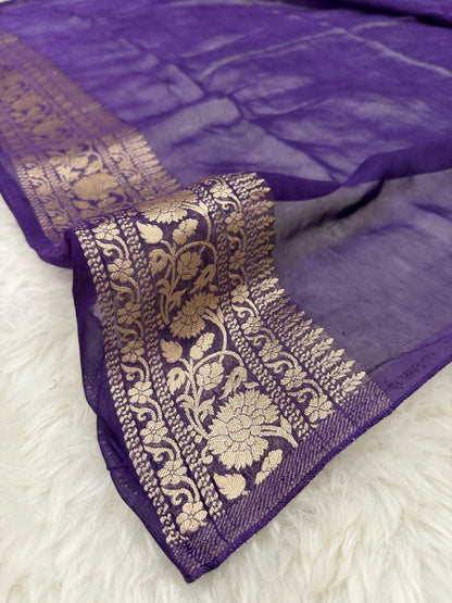 Deep Purple Banarasi Viscose Khaddi Georgette Saree
