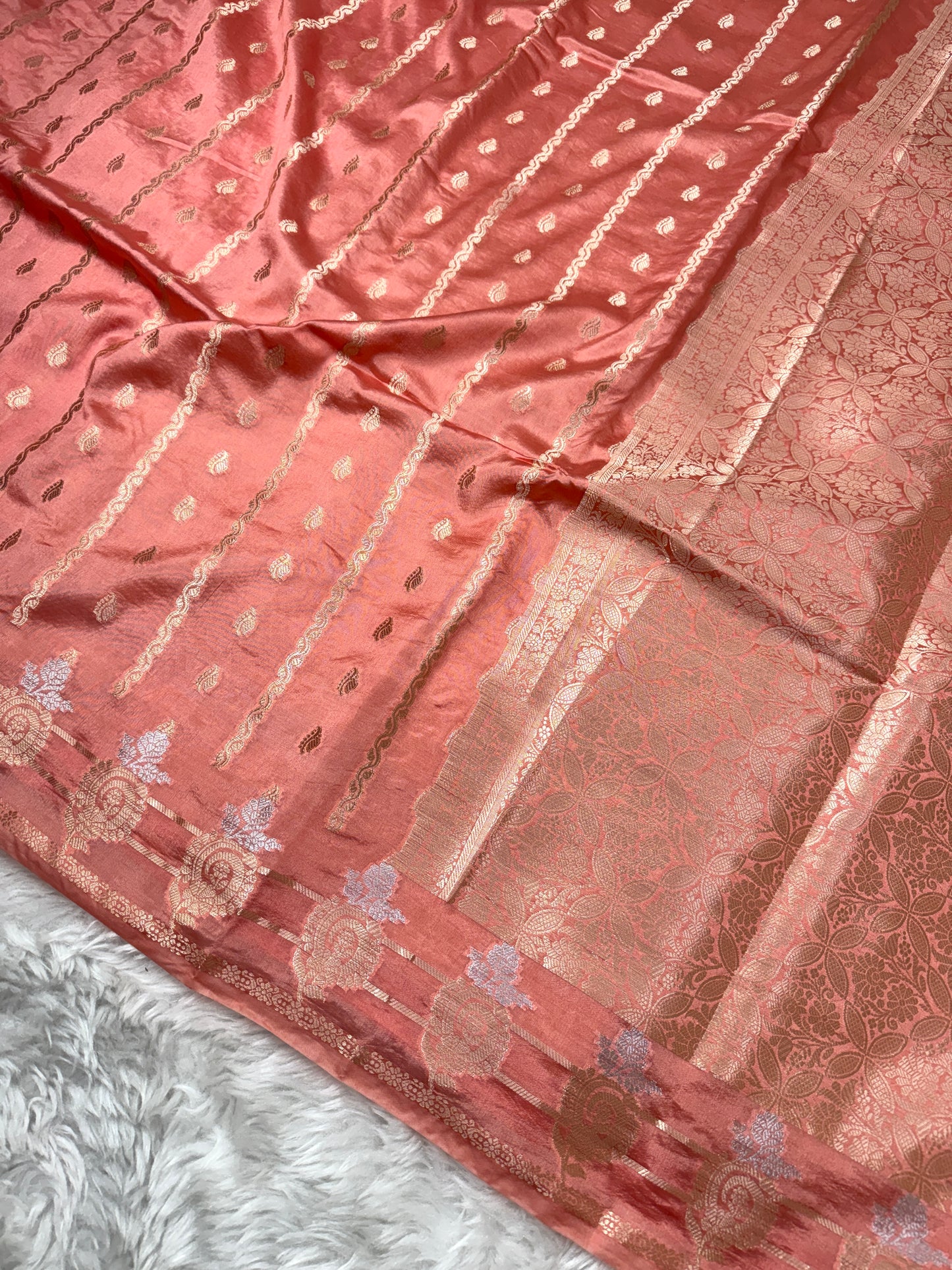 Peach Premium Banarasi Mango Silk Saree