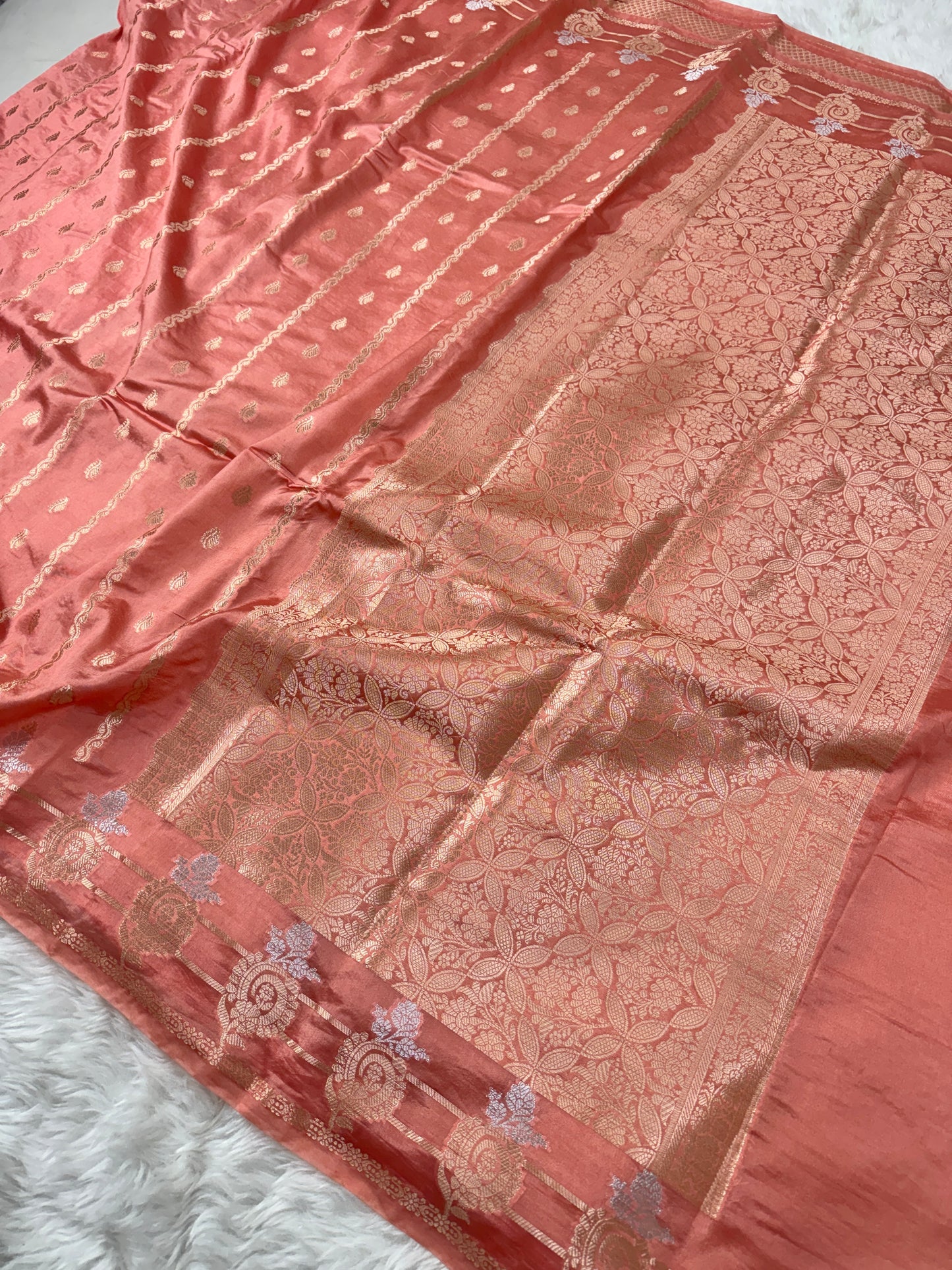 Peach Premium Banarasi Mango Silk Saree