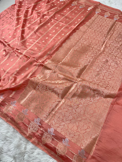 Peach Premium Banarasi Mango Silk Saree