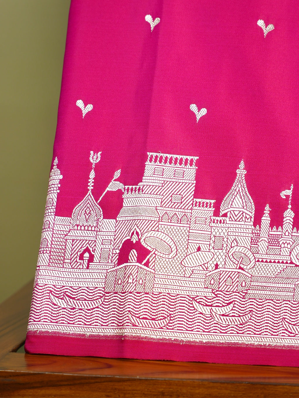 Rani Pink Kashi Ghat Banarasi Satin Katan Silk Saree
