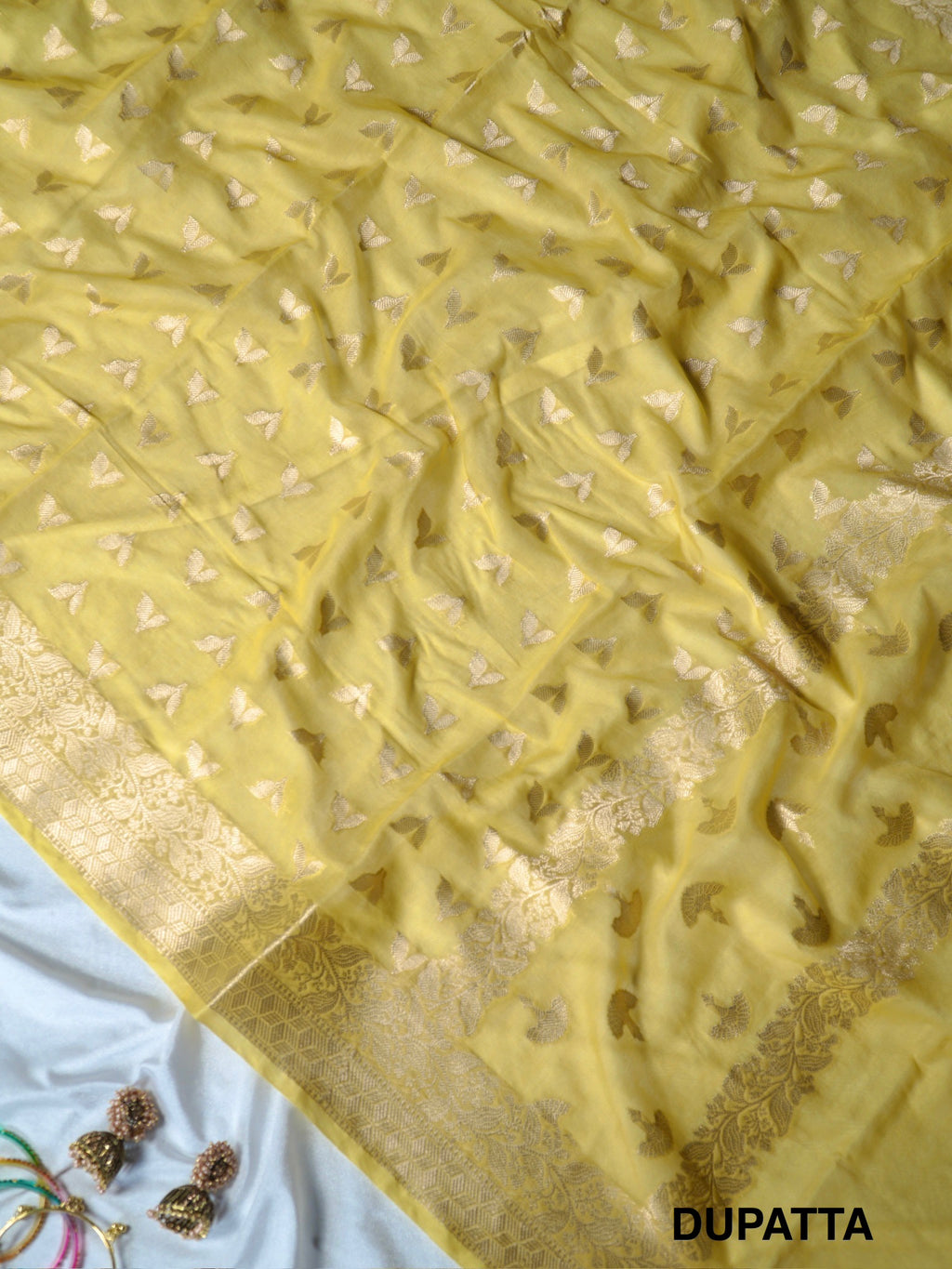 Yellow Rangkaat Mul Chanderi Banarasi Suit Set