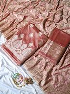 Rose Gold Premium Banarasi Mashru Silk Suit Set