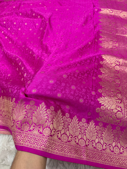 Rani Pink Banarasi Mashru Silk Saree