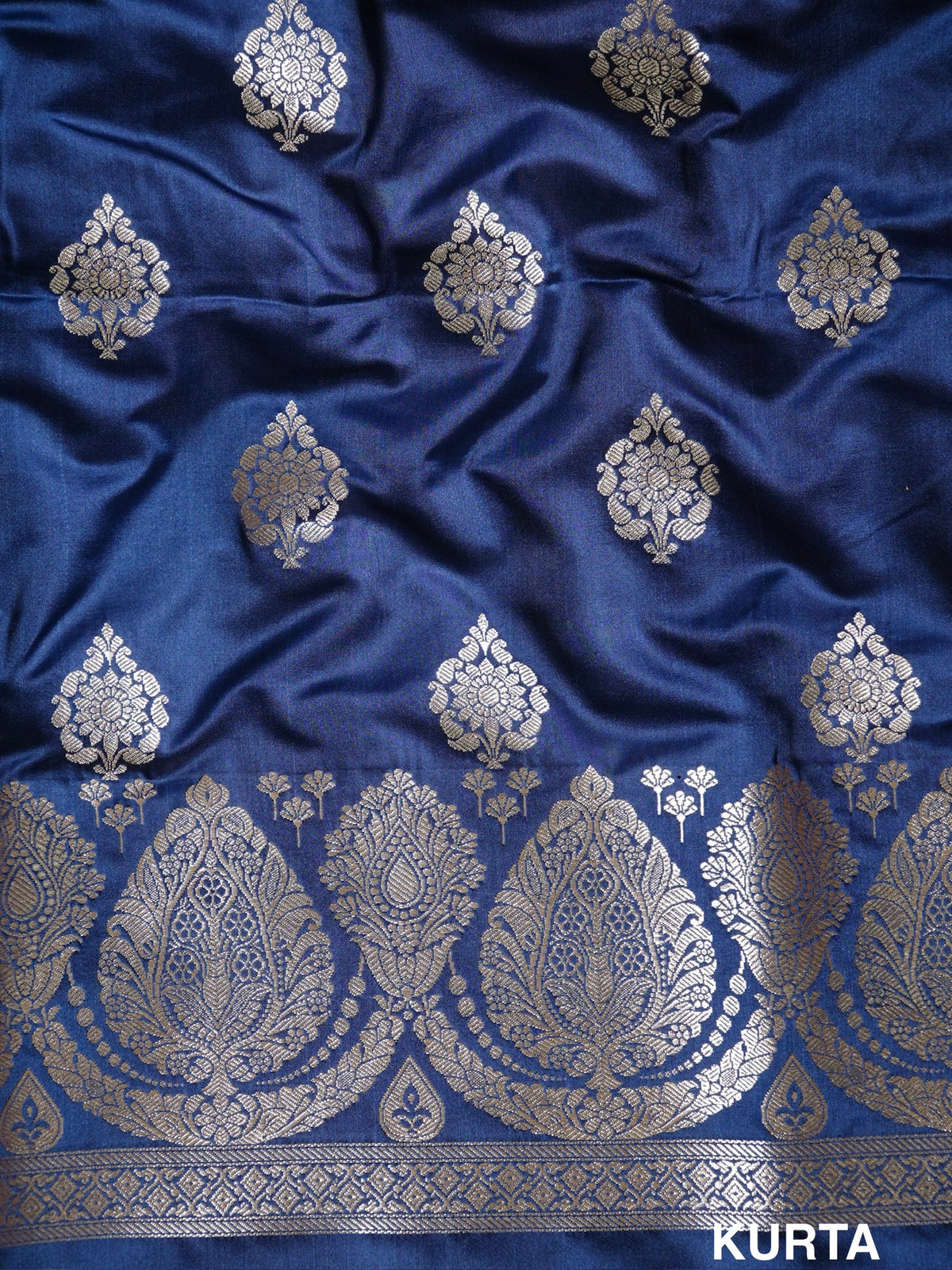 Navy Blue Premium Banarasi Mashru Silk Suit Set