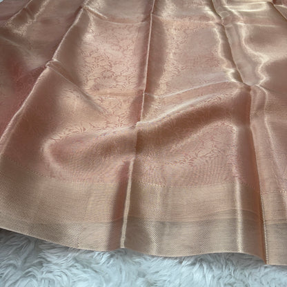 Rose Pink Kanjivaram Kora Tissue Silk Saree
