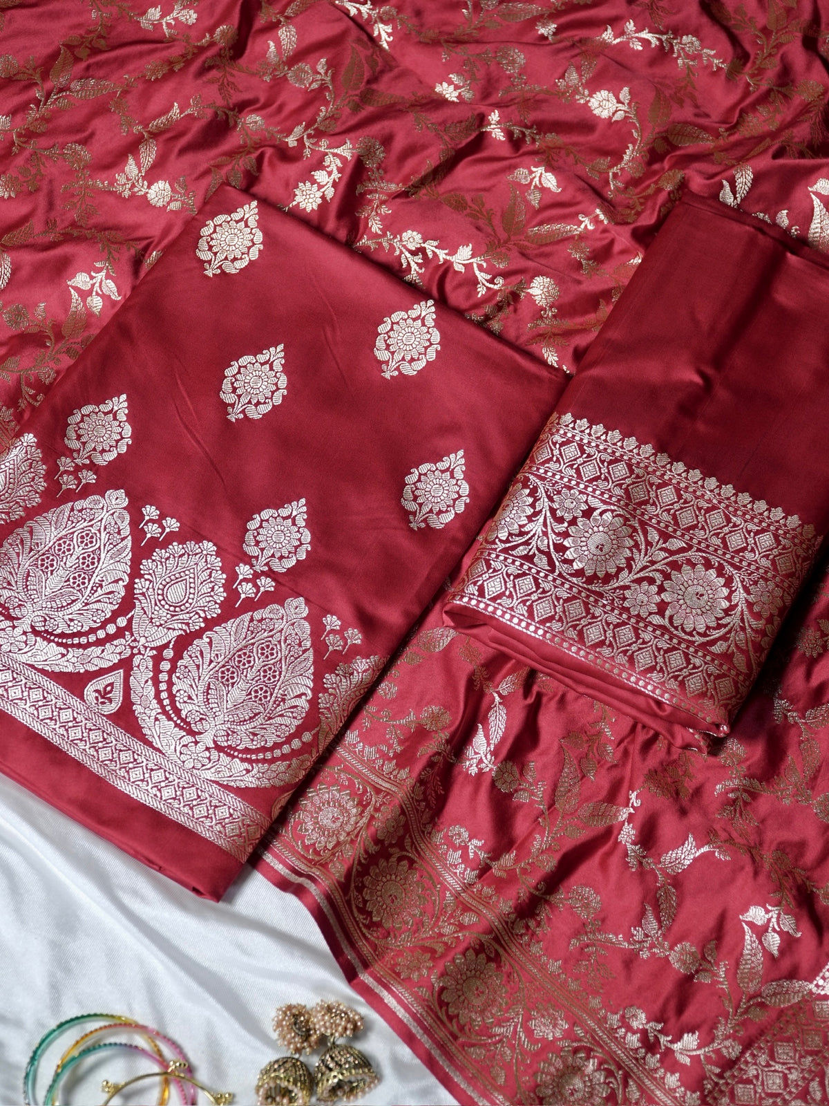 Maroon Premium Banarasi Mashru Silk Suit Set