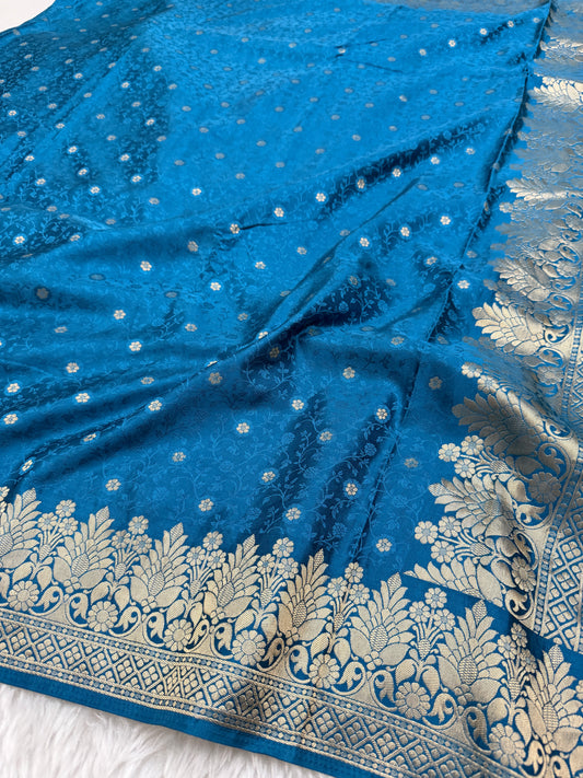 Cobalt Blue Banarasi Mashru Silk Saree