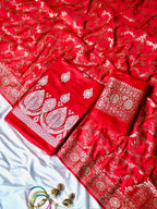 Bridal Red Premium Banarasi Mashru Silk Suit Set