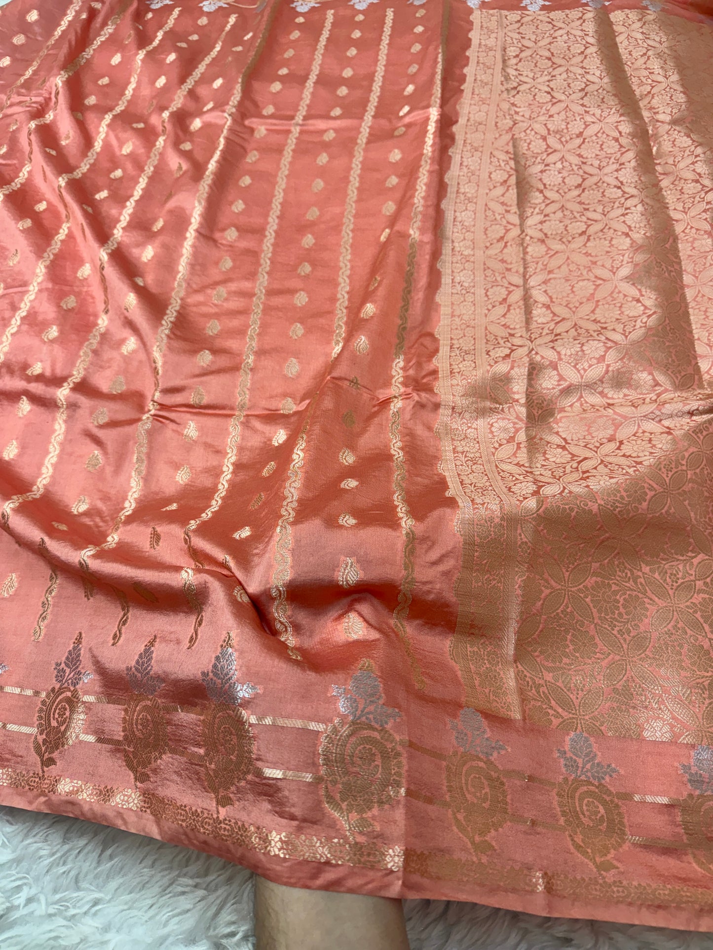 Peach Premium Banarasi Mango Silk Saree