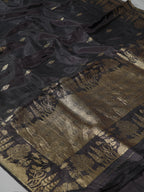 Black Banarasi Organza Crepe Silk Saree