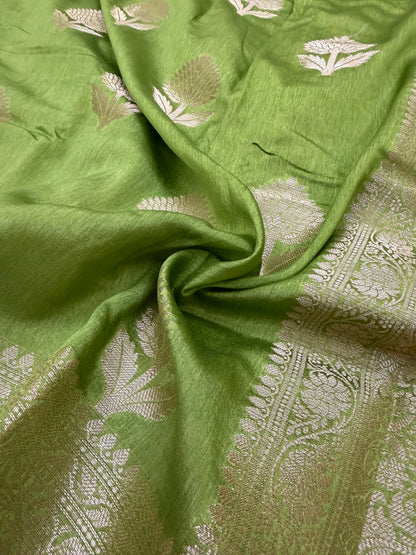 Leaf Green Banarasi Mango Silk Saree