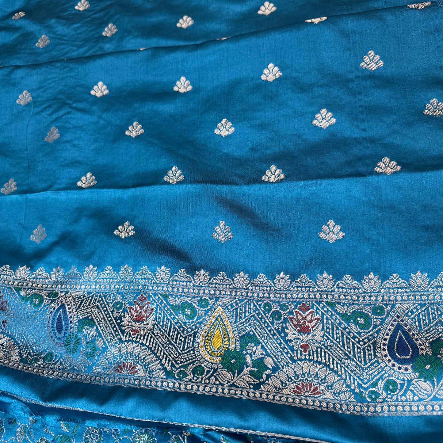 German Blue Banarasi Meenakari Mashru Silk Saree - BN59