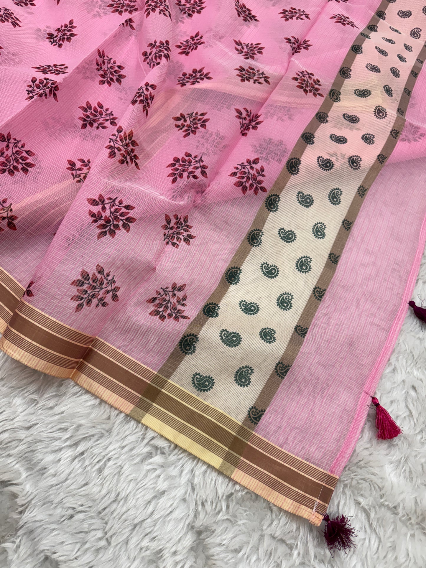 Block Print Cotton Kota Doria Saree