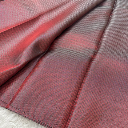 Metallic Maroon Kanjivaram Tissue Silk Saree