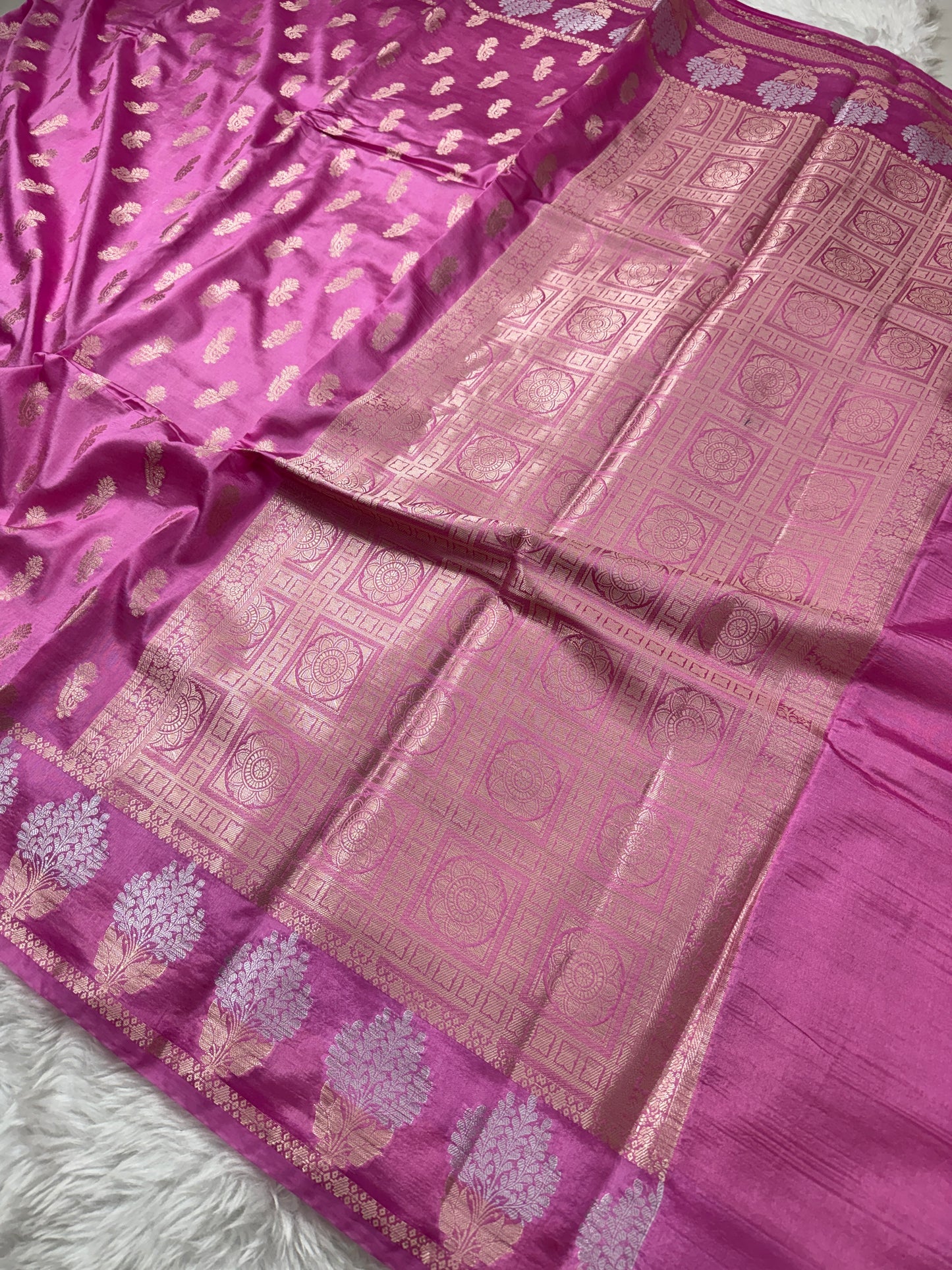 Pink Premium Banarasi Mango Silk Saree