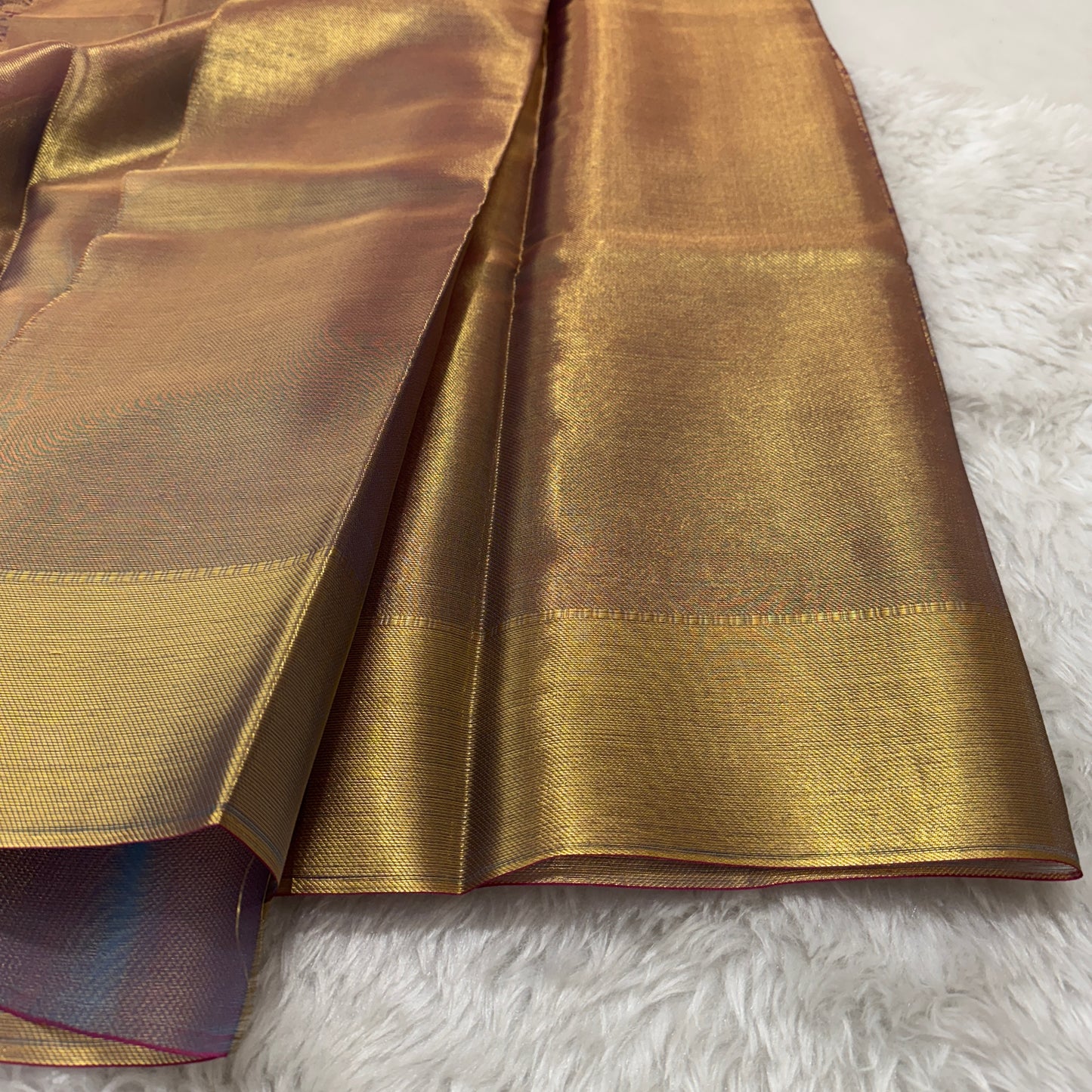 Golden Blue Kanjivaram Kora Tissue Silk Saree