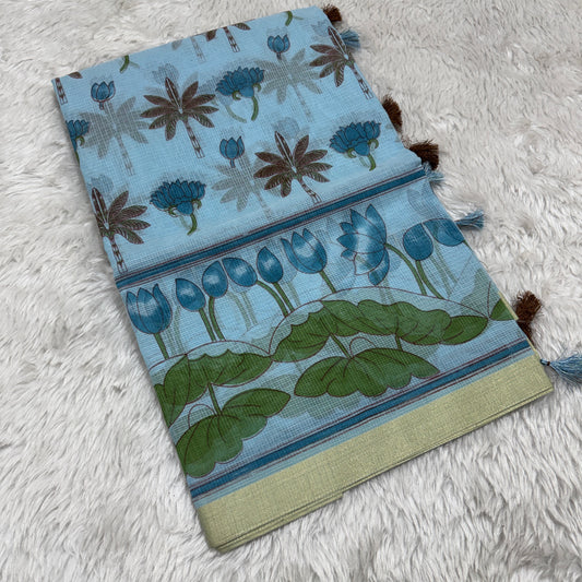Block Print Cotton Kota Doria Saree