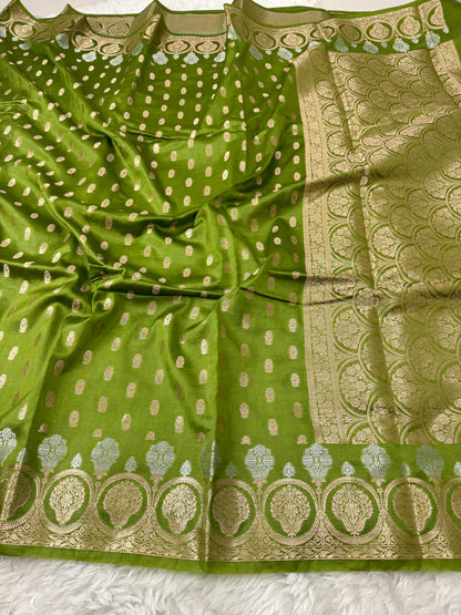 Mehendi Green Premium Banarasi Mango Silk Saree