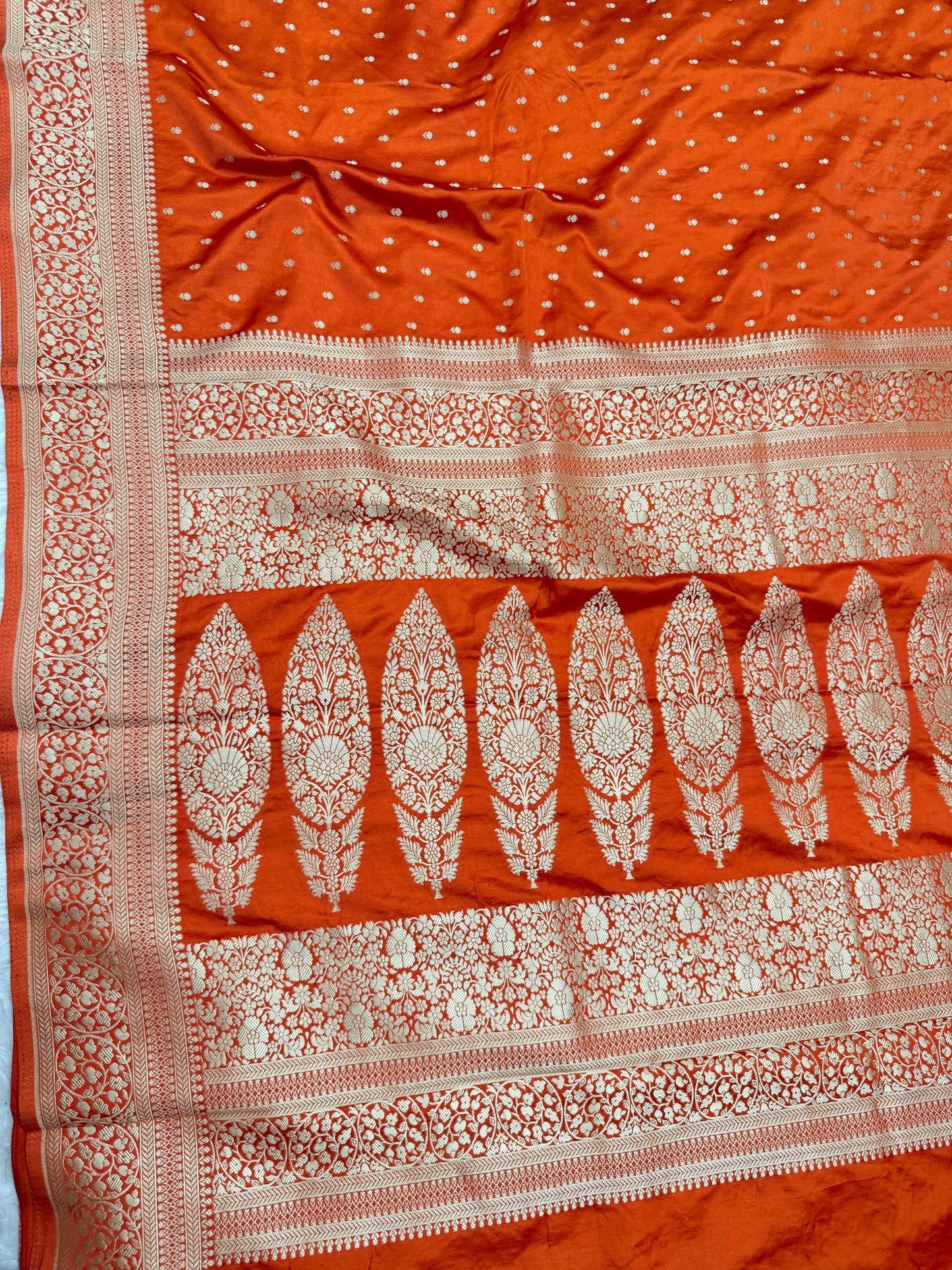 Burnt Orange Banarasi Mashru Silk Saree