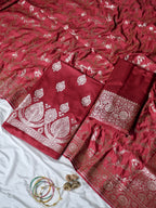 Maroon Premium Banarasi Mashru Silk Suit Set