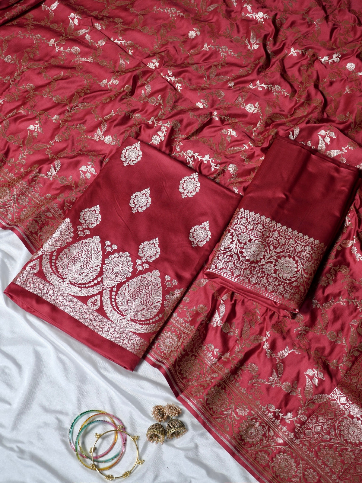 Maroon Premium Banarasi Mashru Silk Suit Set