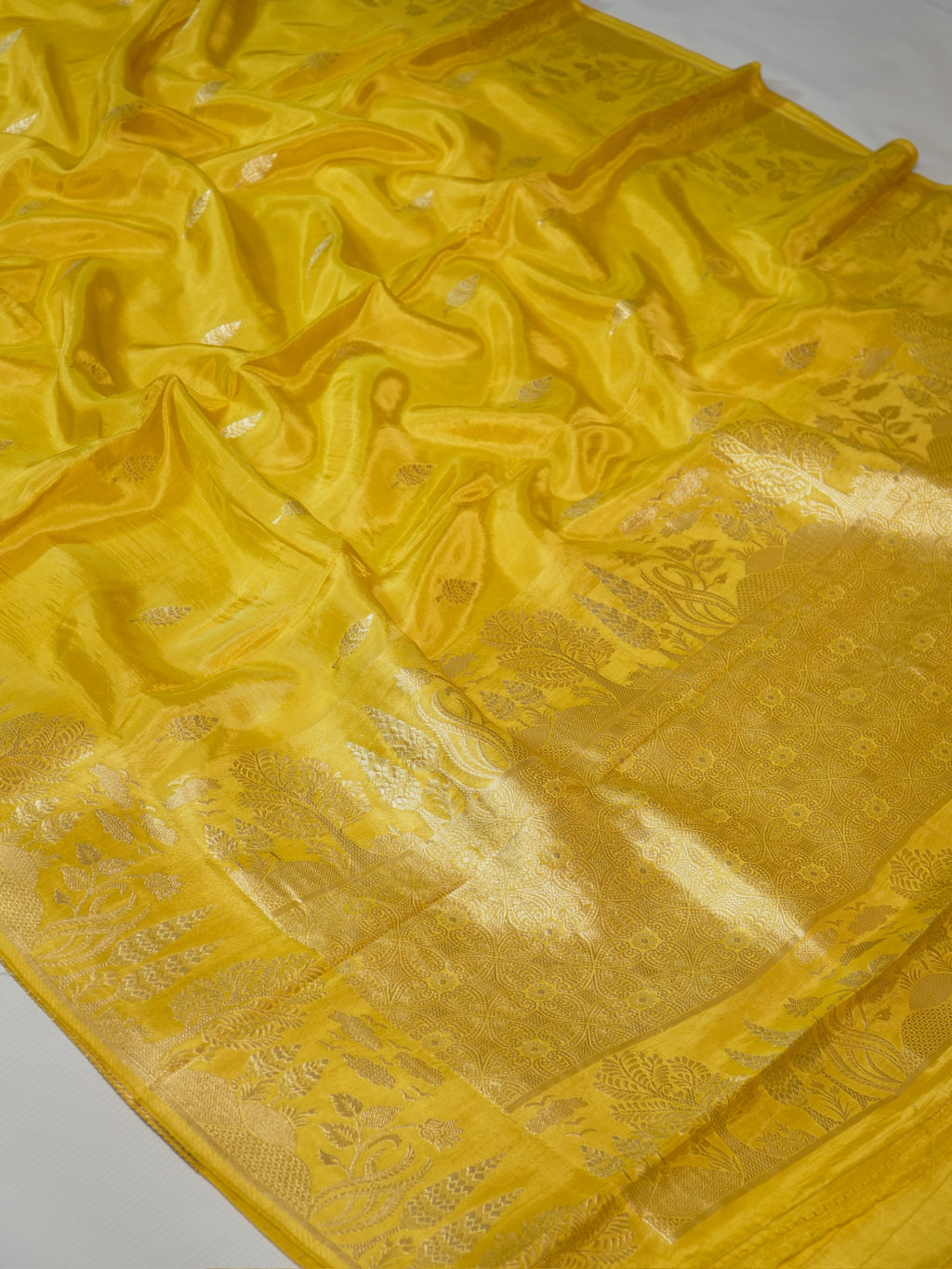Haldi Yellow Banarasi Organza Crepe Silk Saree
