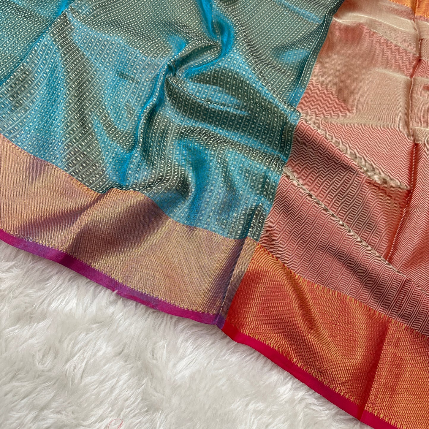 Electric Blue Kanjivaram Tissue Silk Saree