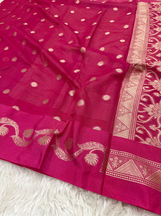 Rani Pink Banarasi Georgette Saree