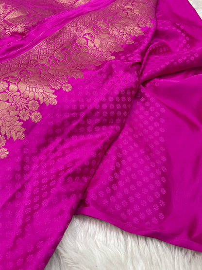 Rani Pink Banarasi Mashru Silk Saree