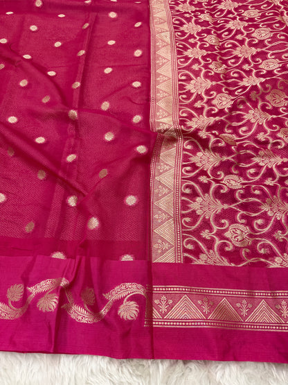 Rani Pink Banarasi Georgette Saree