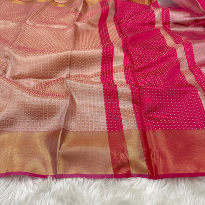 Onion Pink Kanjivaram Tissue Silk Saree