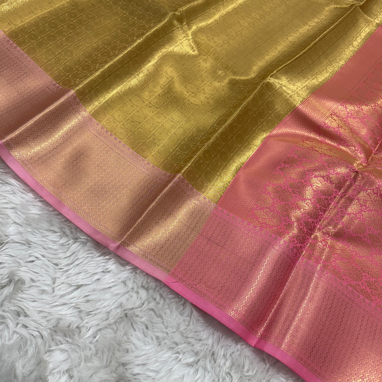 Golden Pink Kanjivaram Tissue Silk Saree