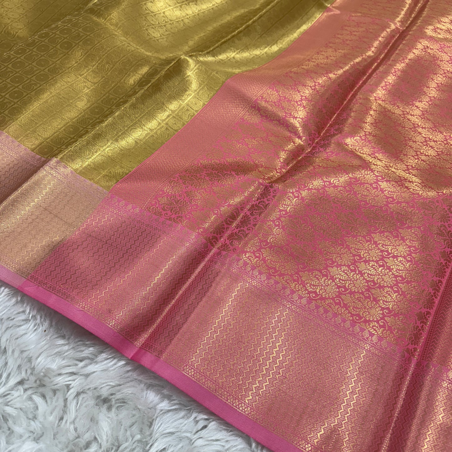 Golden Pink Kanjivaram Tissue Silk Saree